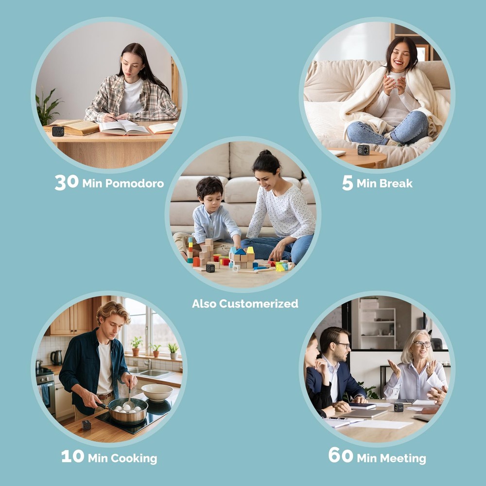 Pomodoro Timer – Visual Cube with 5/10/30/60 Min Presets, Countdown Ring & Co...