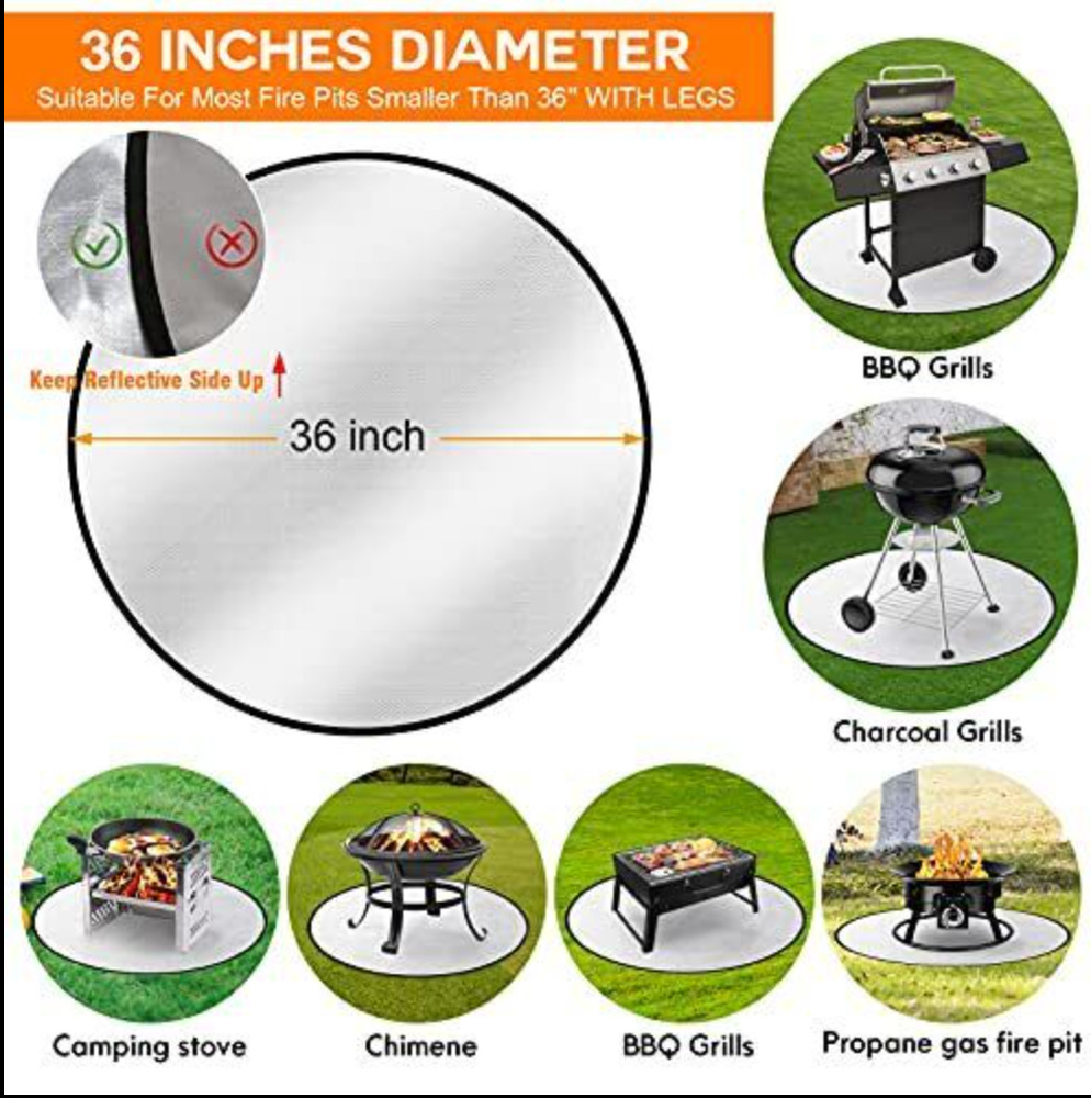 Fire Pit Mat Fireproof Mats for Under Fire Pit Mat for Deck Grass 36 inch Round