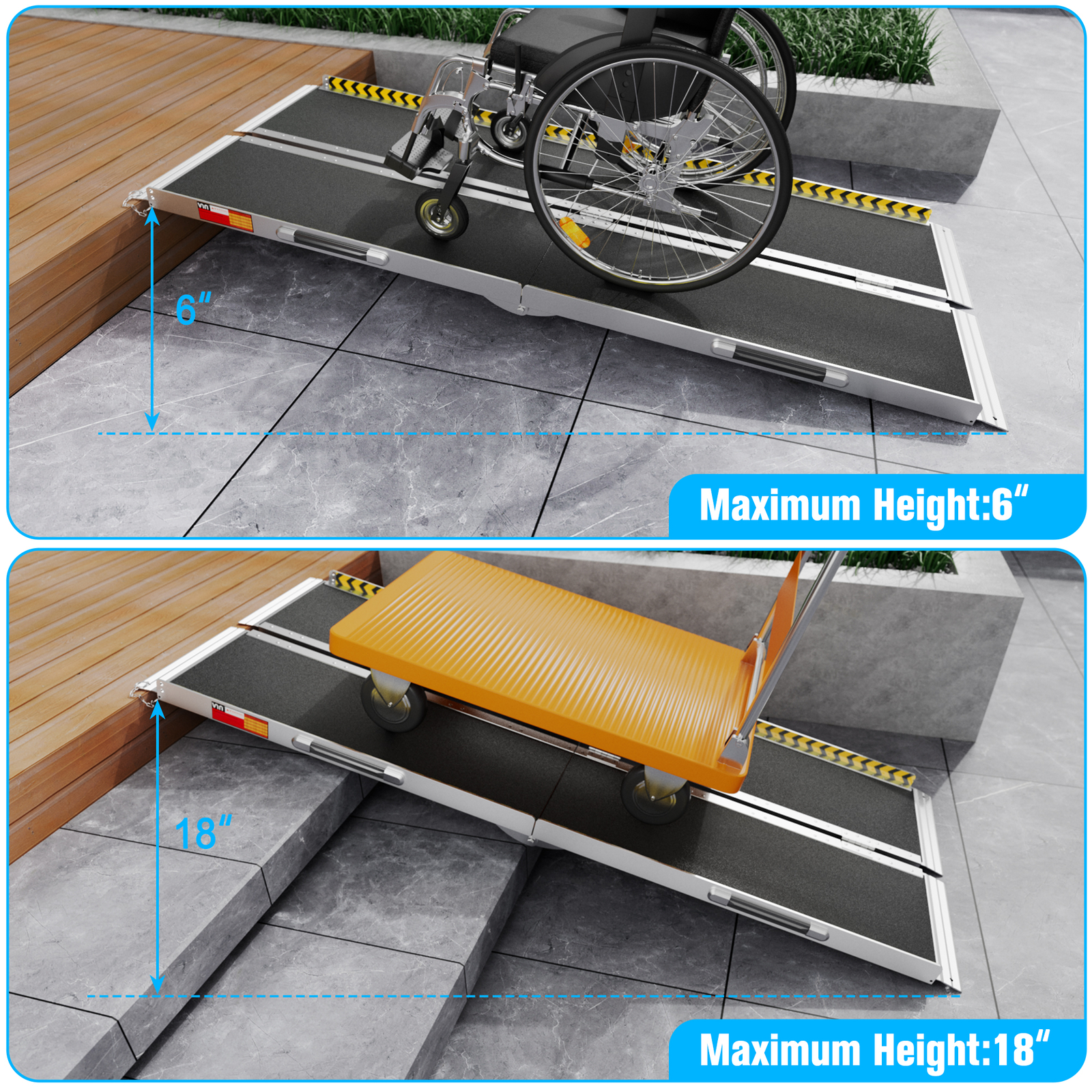 2-8ft Folding Aluminum Wheelchair Ramp Portable Mobility Scooter Non-Slip 600LBS