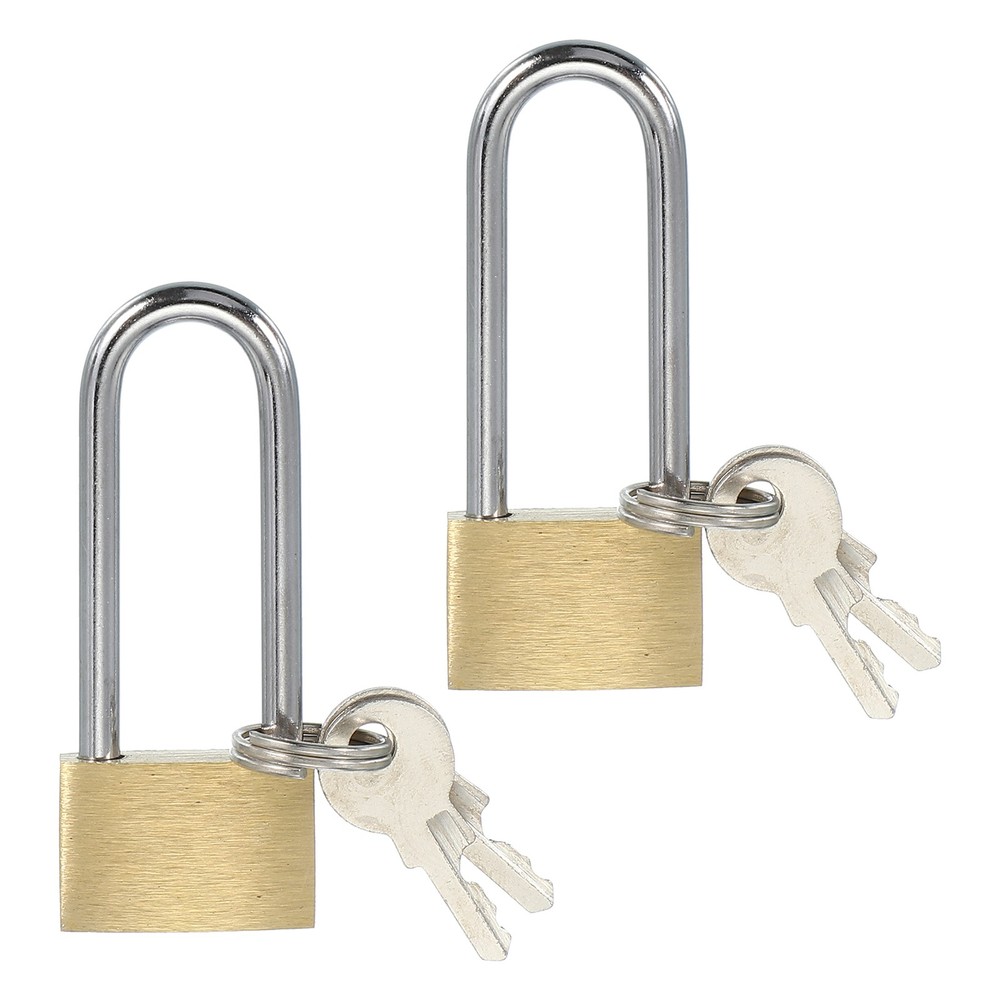 2 x Solid Brass Padlocks 2" L Shackle Lock with 2 Keys