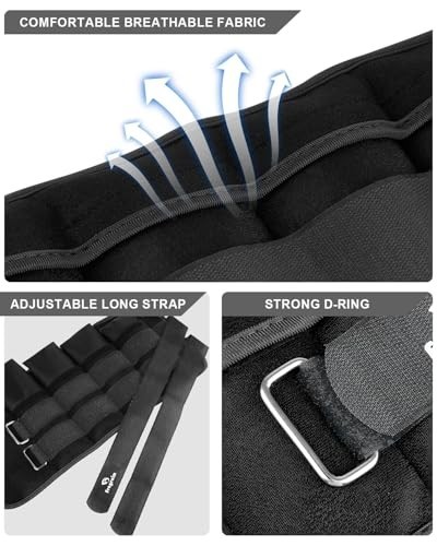 Adjustable Ankle Weights 1-20 lbs Pair with Removable Weights for Gym, Jogging,