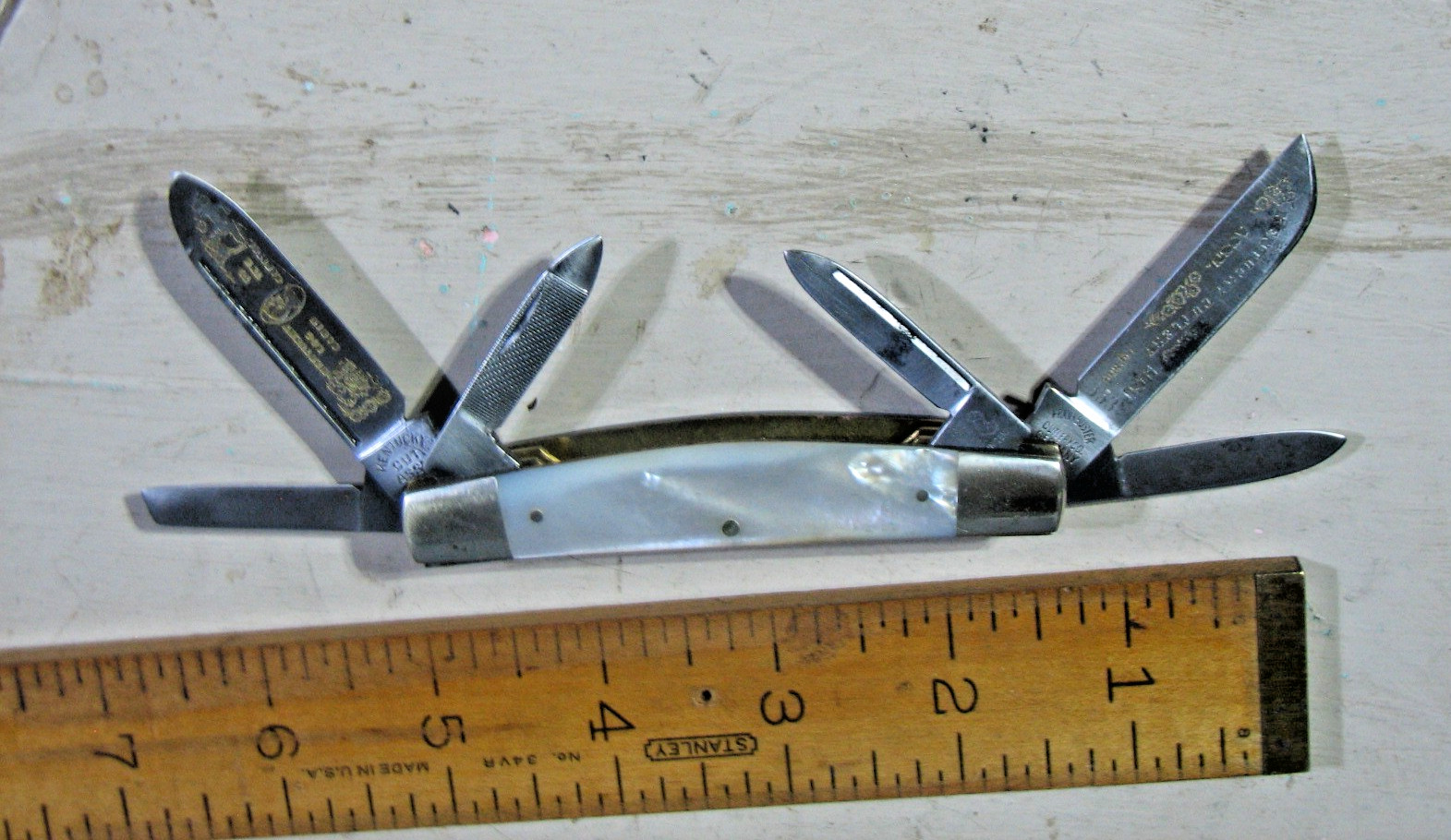 Vtg BEAUTIFUL Frank Buster Congress Six Blade Pearl