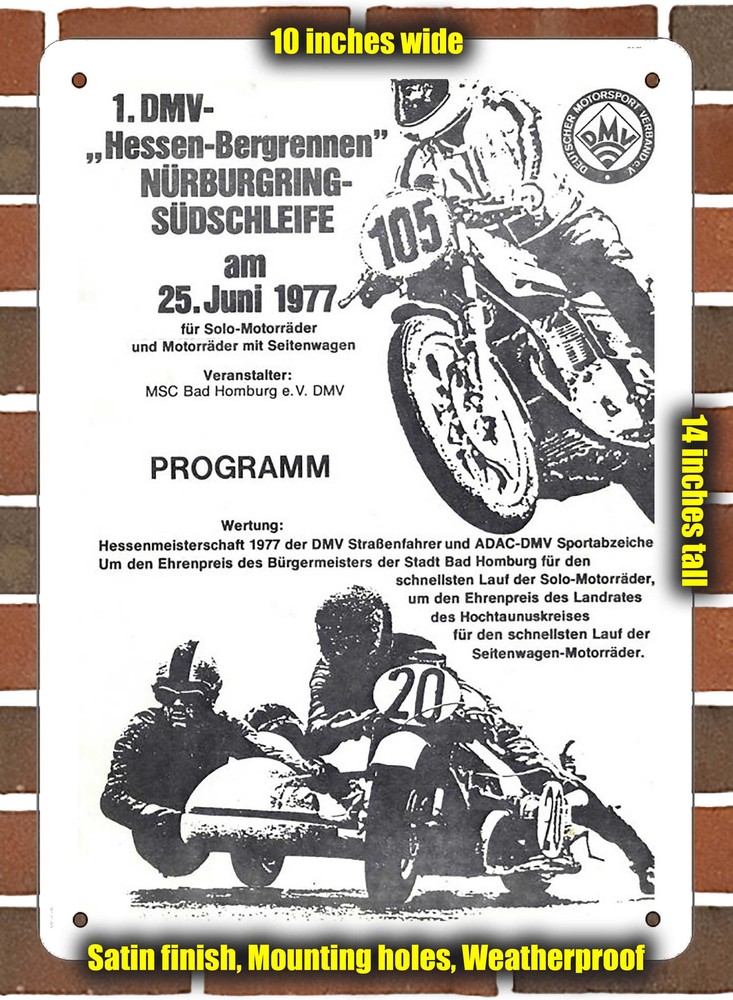 Metal Sign - 1977 Nürburgring Racing Program - 10x14 inches