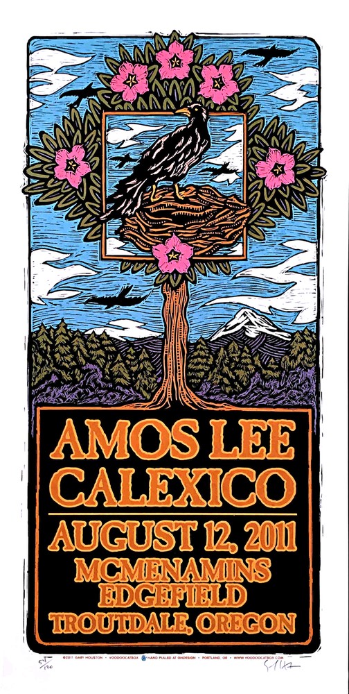 Amos Lee Poster Calexico McMenamins 2011 Signed Silkscreen Gary Houston S/N/COA