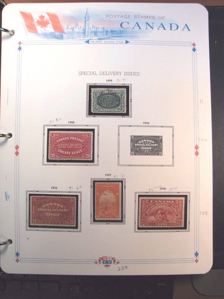 Canada Stamp Scott# Special Delivery E1Used,E2MH,E3MH,E4MH,E6MNH 1898-1935 C239