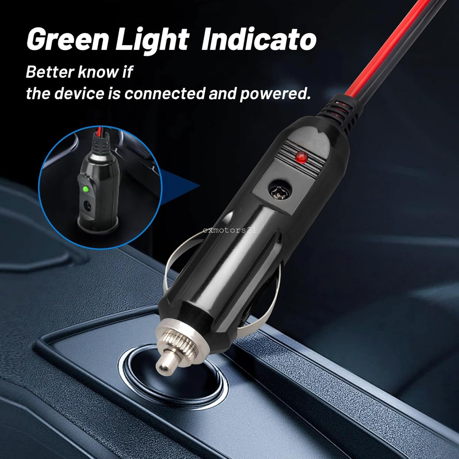 2x 3-Pin CB Radio Power Cord with Cigarette Lighter Socket Extension For Cobra