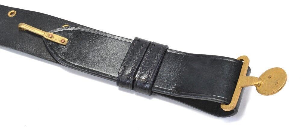 US Officers Black Leather Belt with Oak Leaves Military New