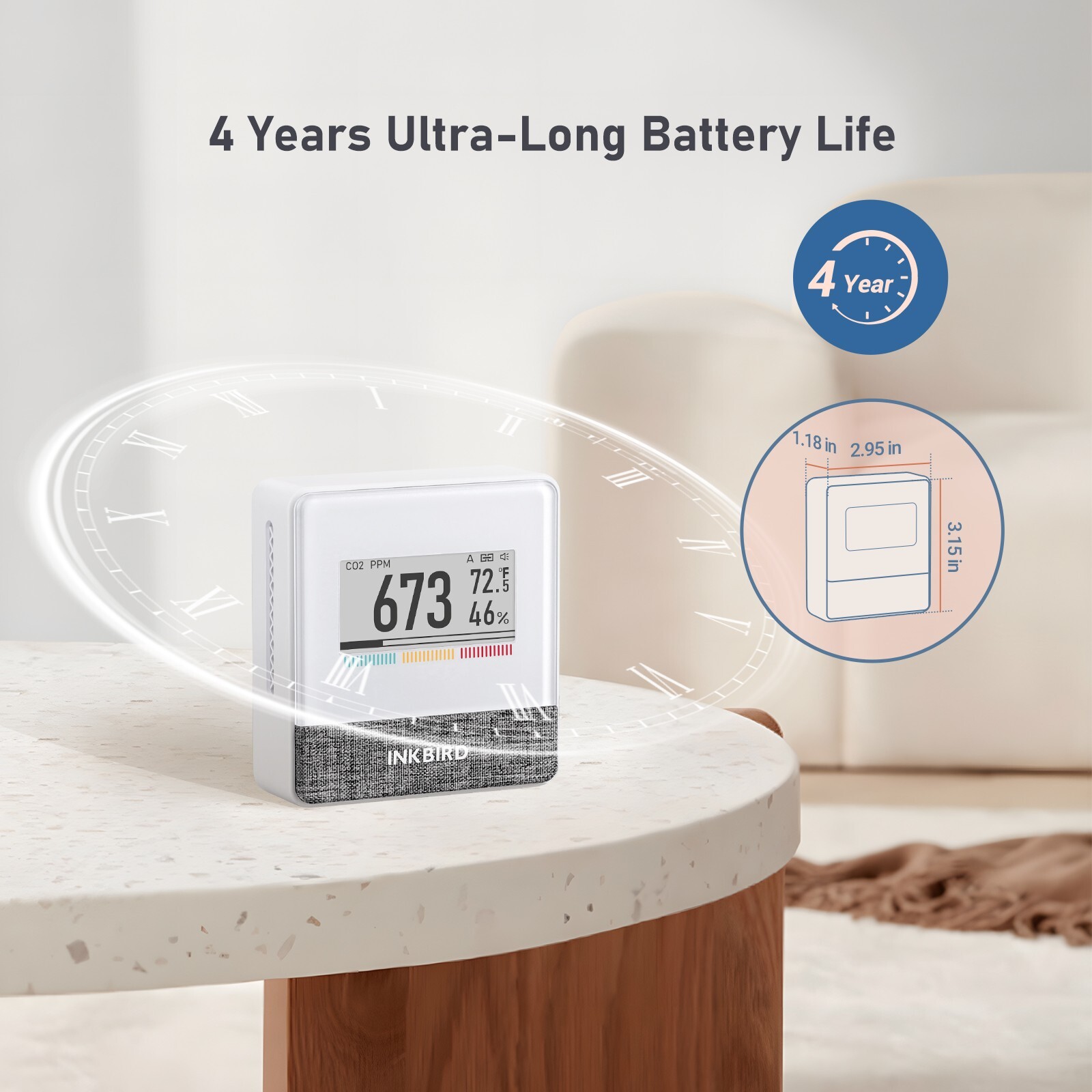 Wireless Indoor Air Quality Monitor INKBIRD IAM-T1 Electronic Ink Display NDIR