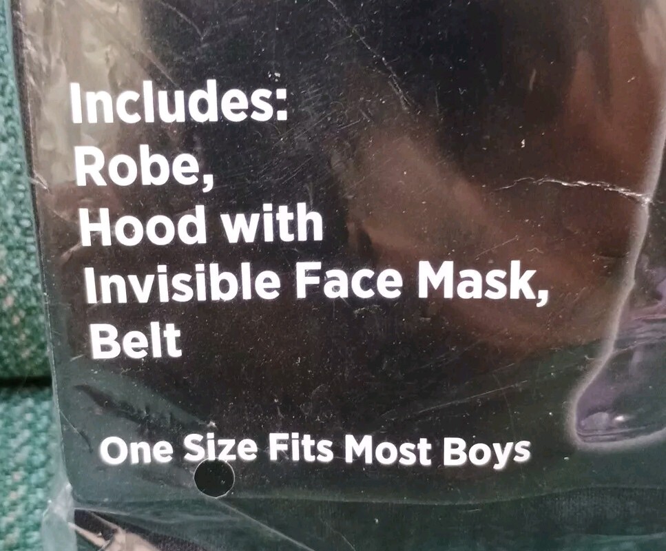 Halloween Black Unknown Phantom Costume Boys OSFM (NIP)