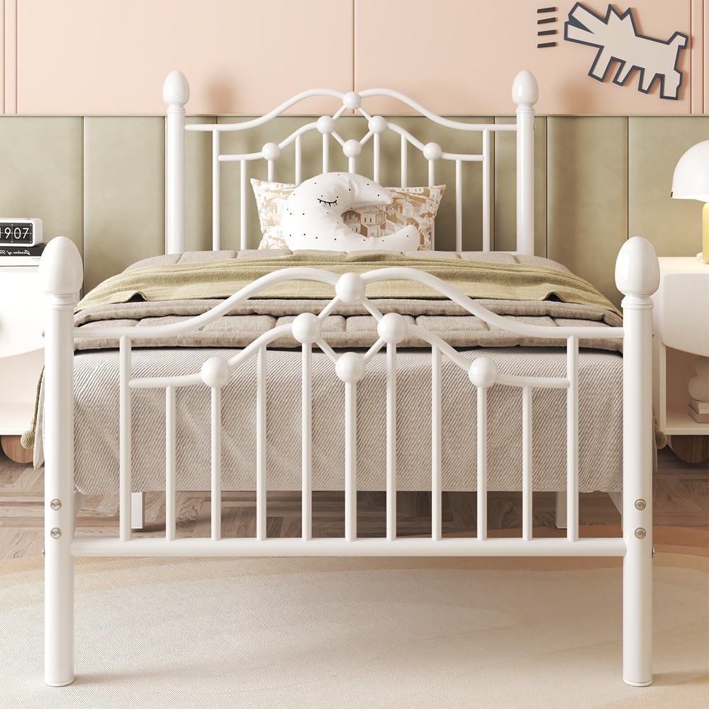 Twin Size Metal Bed Frame with Classical Headboard