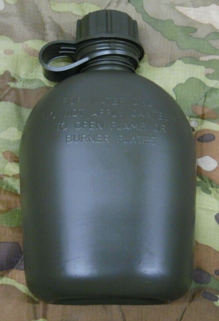 NEW US Military Style Tactical Survival OD Green 1 QT HARD PLASTIC Water Canteen