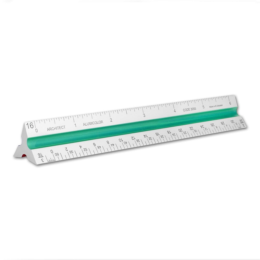Alumicolor Aluminum Architect Color-Coded Solid Drafting Scale, 6IN, Silver,3...