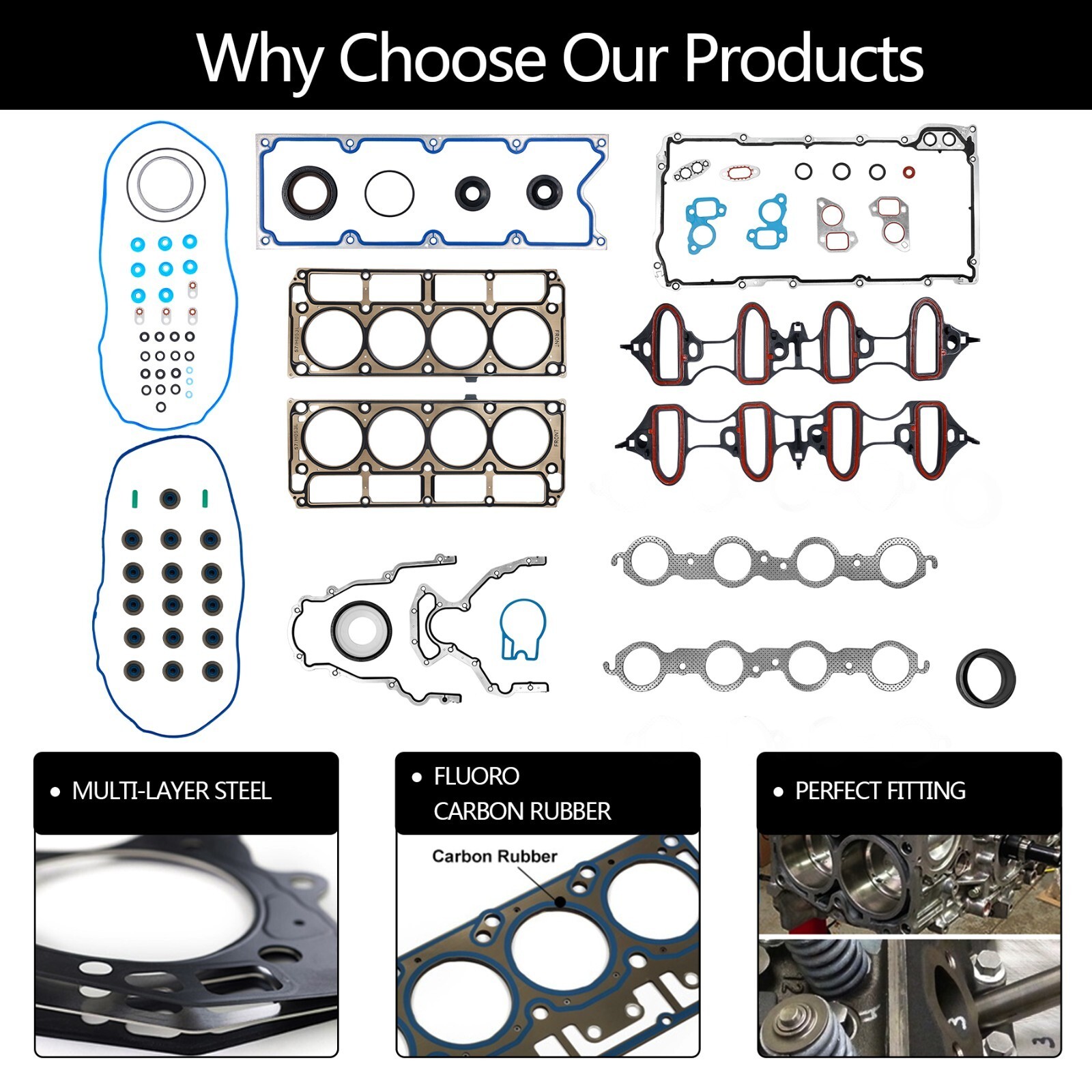 5.3L 4.8L Head Full Gasket Set For 02-11 Chevy Silverado 1500 Tahoe GMC Sierra