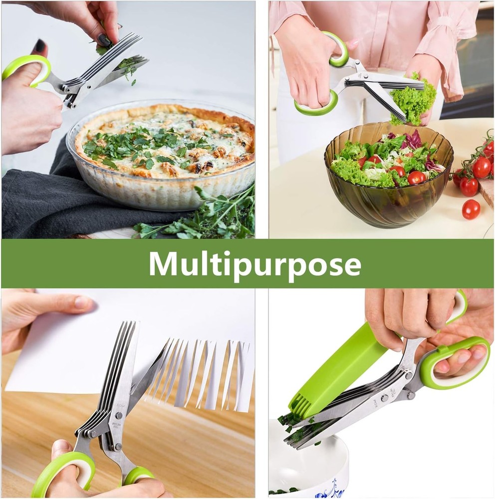 Herb Scissors - X-Chef 5 Blade Kitchen Herb Shears, Multipurpose Culinary