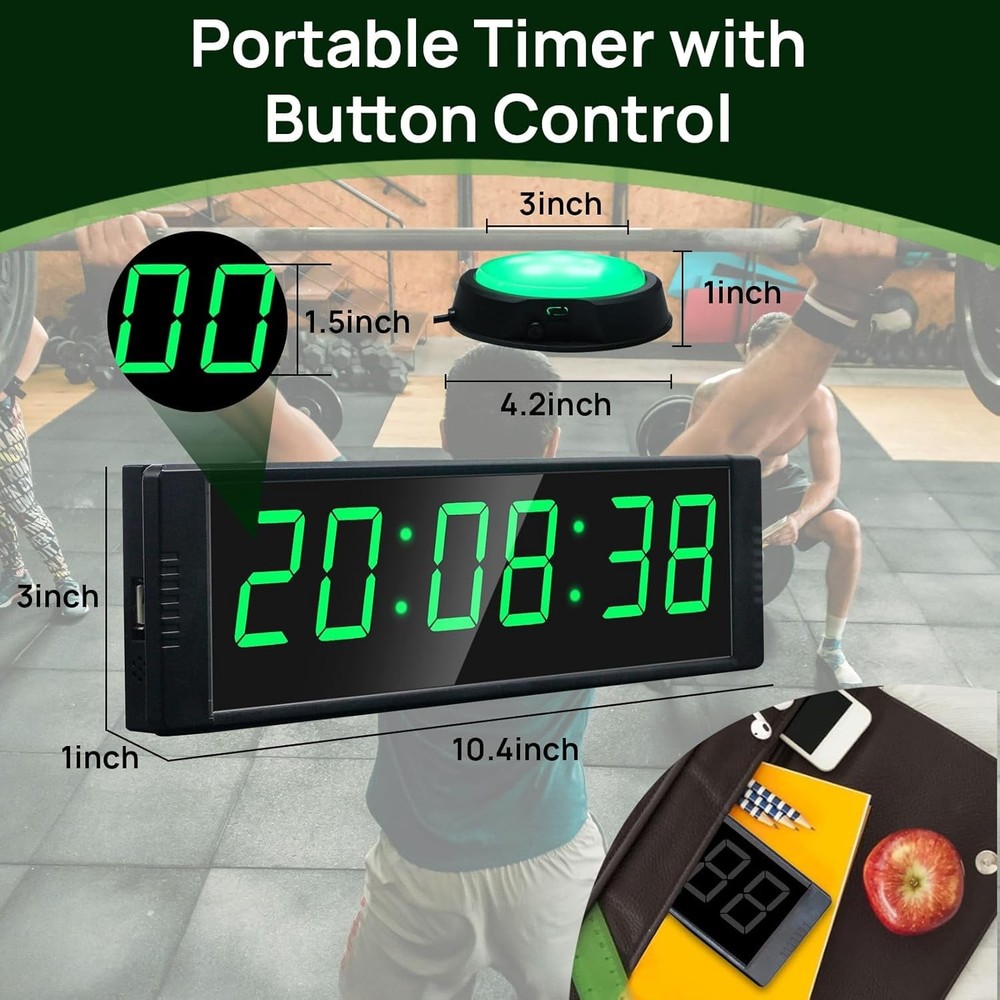 Gym Clock for Home Gym with Start/Stop Button, Interval Timer for Workout, St...