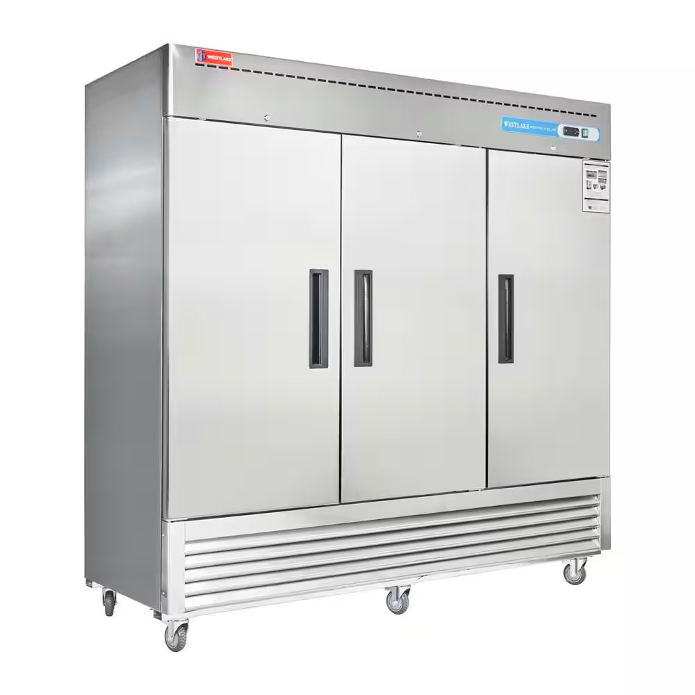 82 In. W. 72 Cu. Ft. Commercial Refrigerator 3-Solid Door Electronic Control Sys