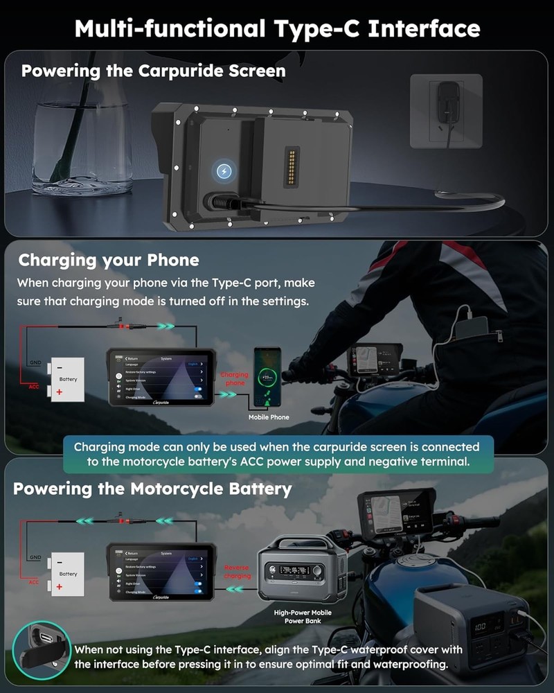 W602S PRO 6.25" Motorcycle CarPlay & Android Auto Display Wireless Connectivity