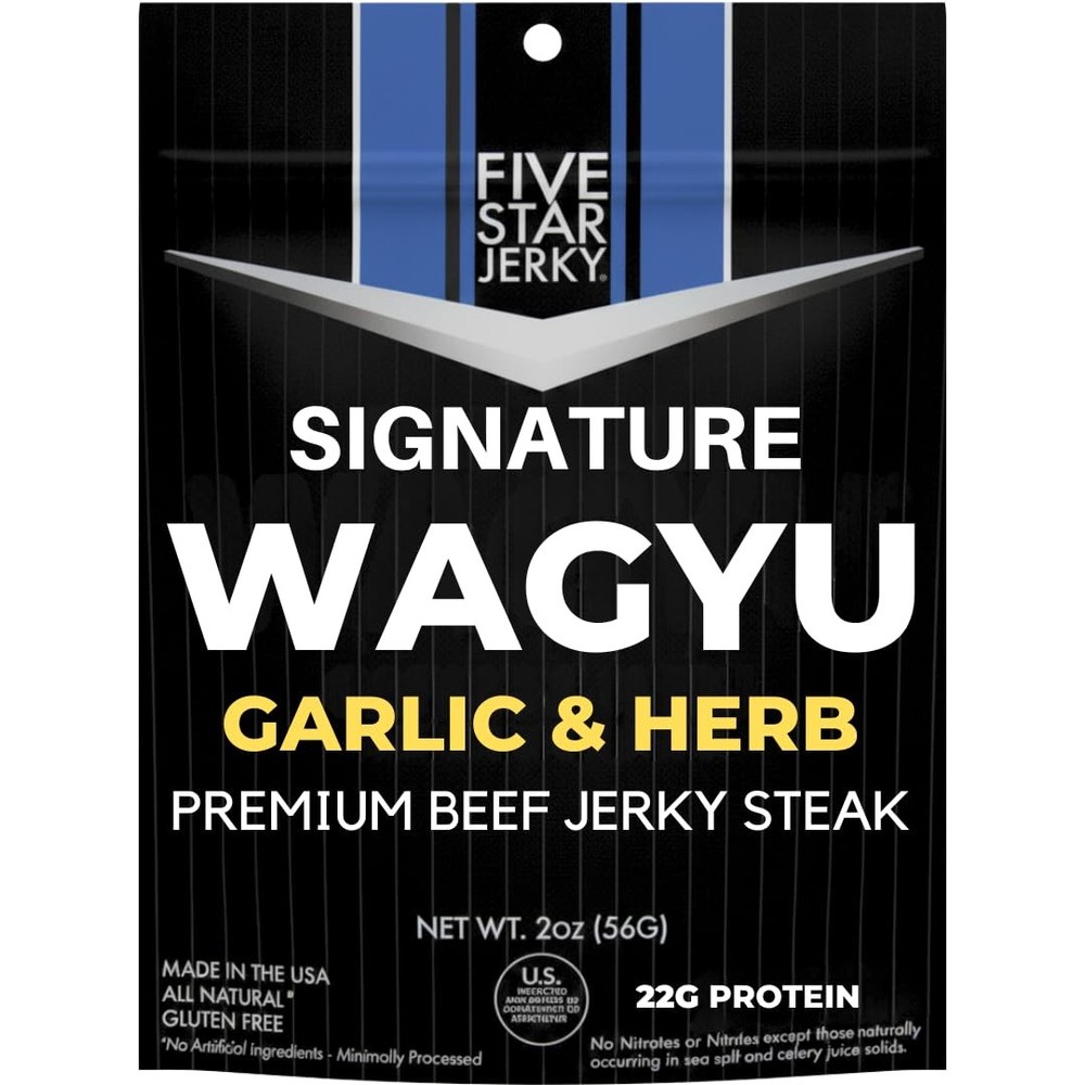 Five Star Wagyu Beef Jerky – Garlic & Herb 2-Pack (4oz)