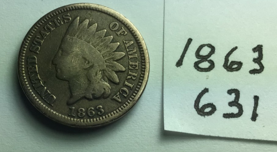 1863 Indian Head Penny; Good condition; #631
