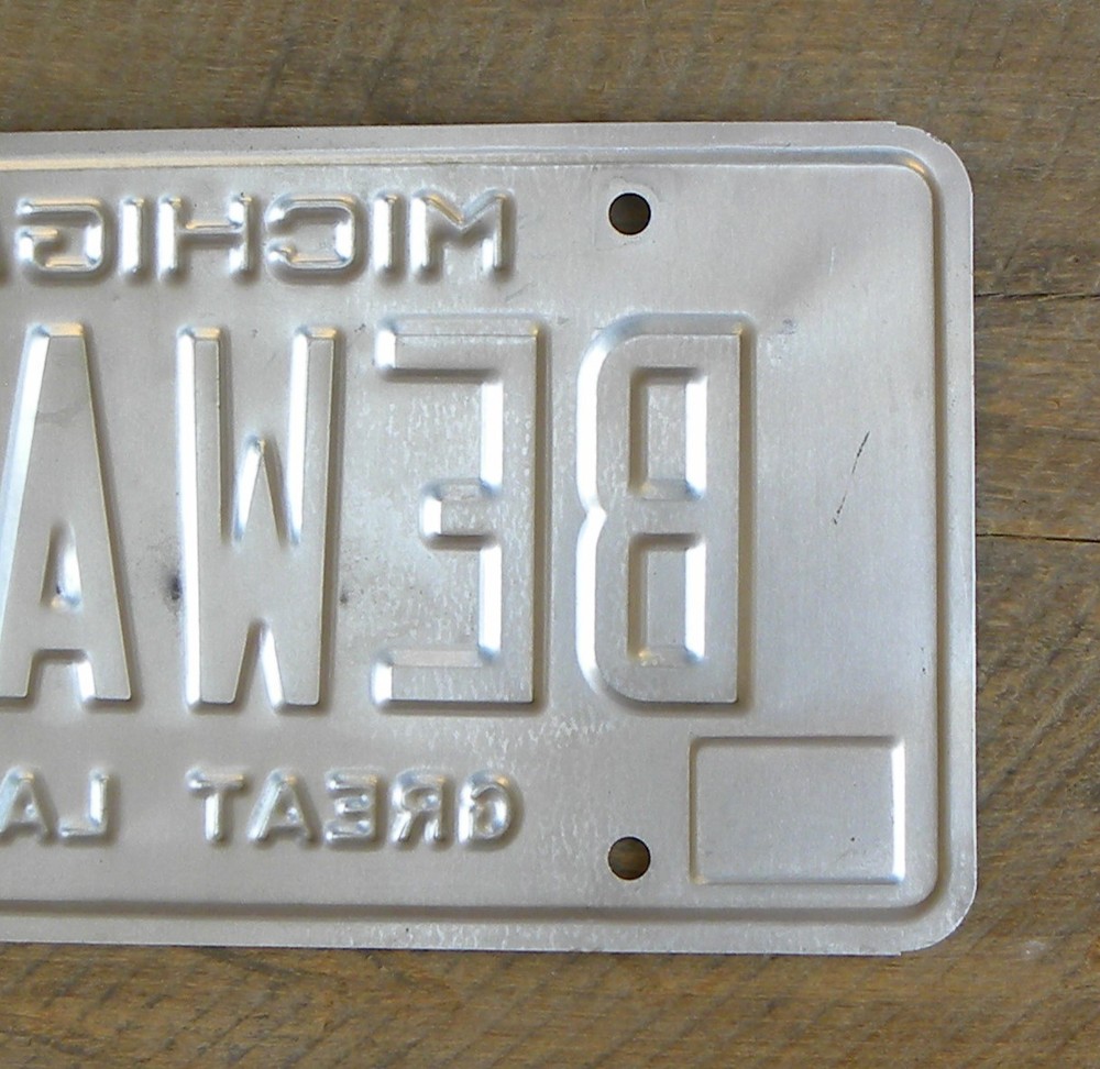 Michigan 'BEWARE' Vanity Personalized License Plate, Exp Oct 1992