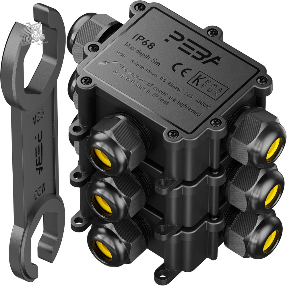 Waterproof Junction Box IP68 3 Way External Cable Connector Black Shape T 3