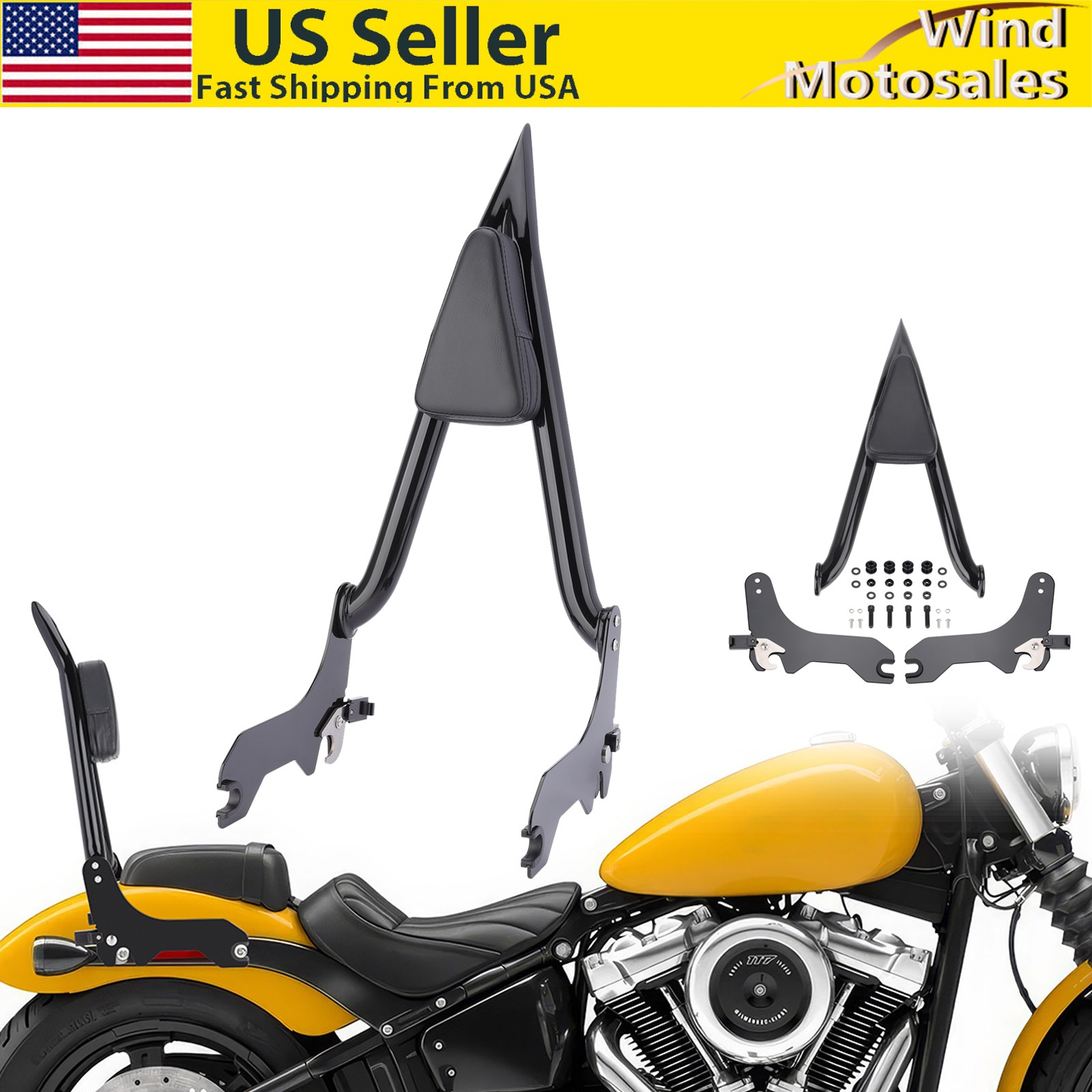 25'' Passenger Backrest Sissy Bar For Harley Softail Street Bob FXBB FXBBS 18-25