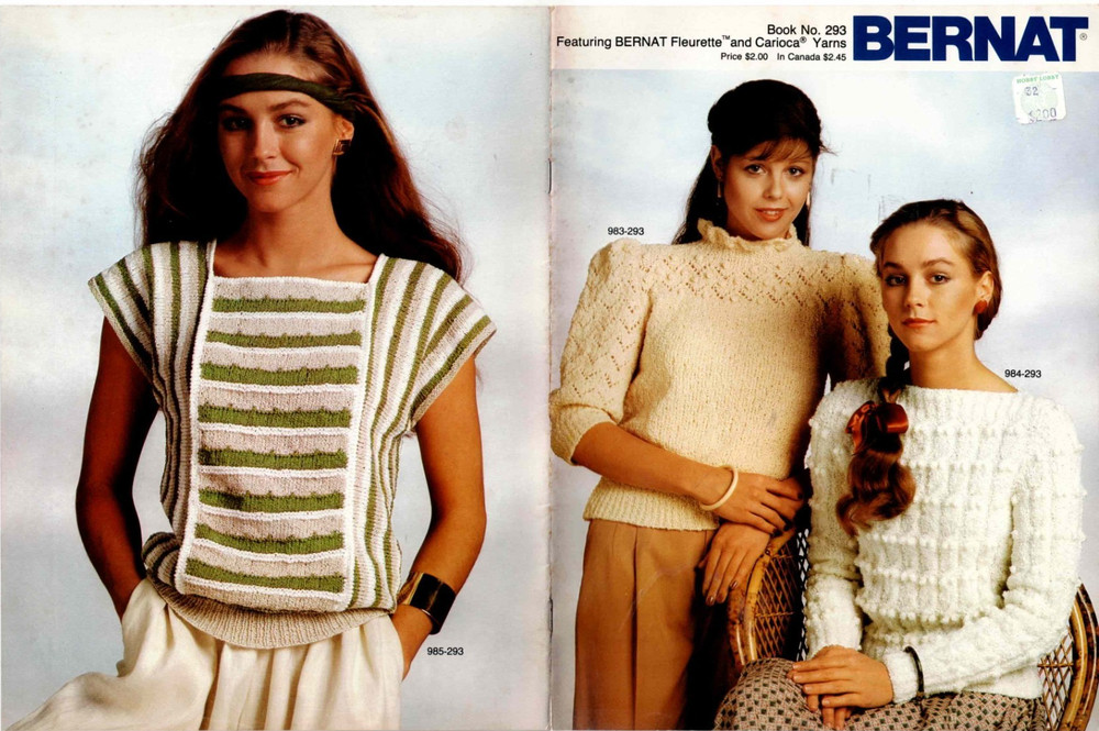 Sweater Knitting Pattern Sweaters Fashions Bernat No 293 1982 Vintage 6 Patterns
