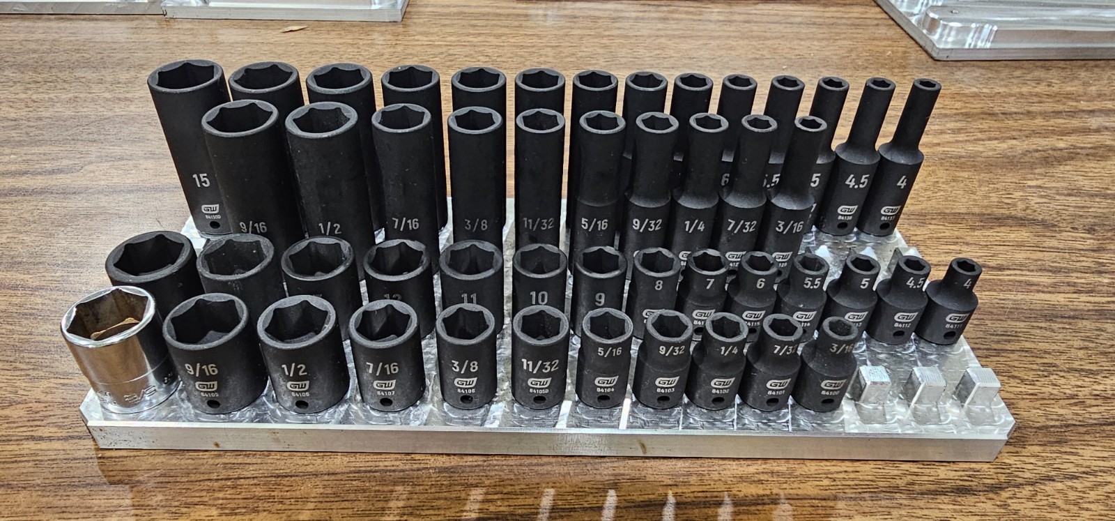 1/4" - 4 Row Billet Aluminum Socket Organizer - Tool Box Billet