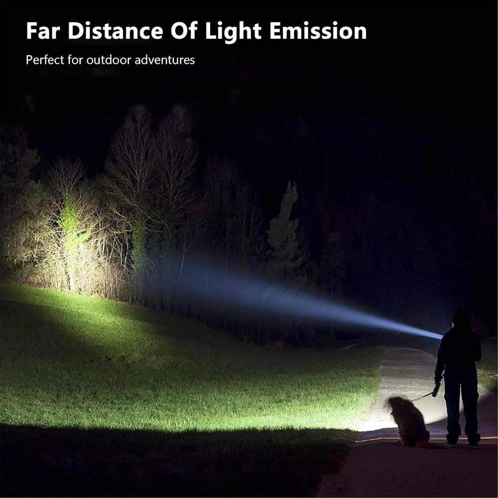 Super Bright P50 LED Tactical Flashlight with COB Side Light 5 Modes Zoomable