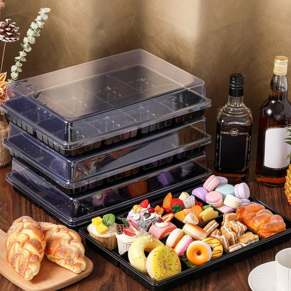 Shellwei 5 Pack 8 Compartments Divided Charcuterie Board with Lid Large 15 x ...