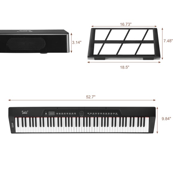 GPP-105 88Key Full Size Standard Keyboards Digital Piano Dual-tube X-Shape Stand