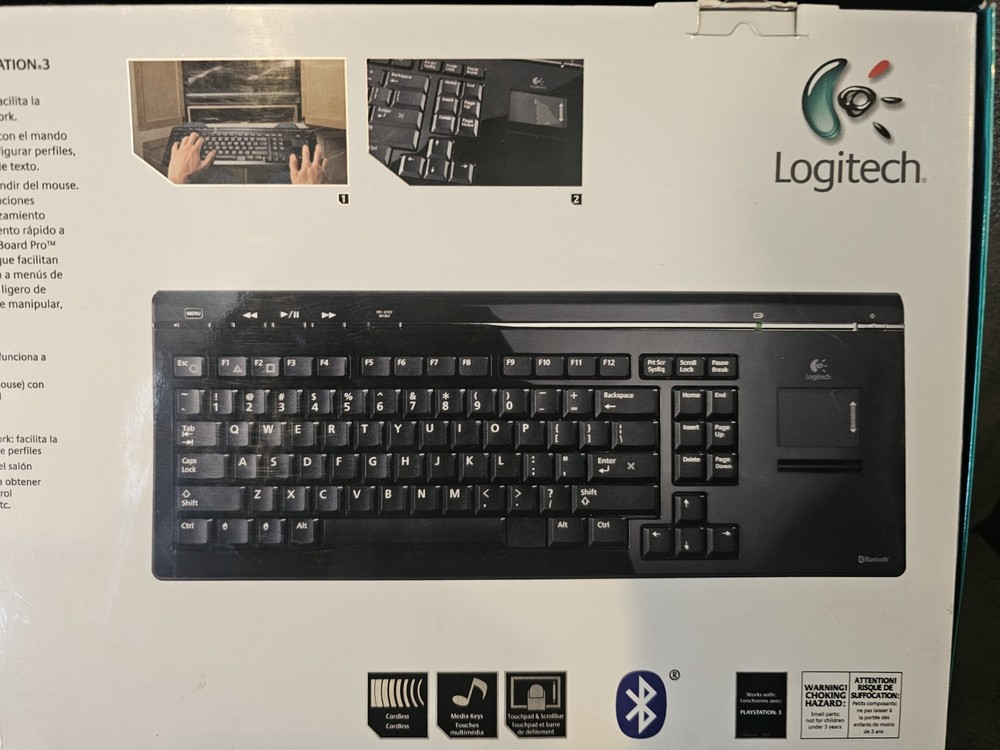 Logitech Playstation 3 Gaming Keyboard Cordless MediaBoard Pro Bluetooth