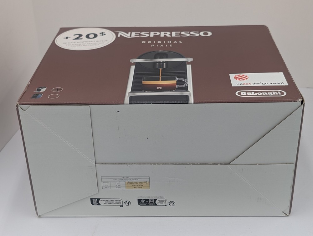 Nespresso Pixie Espresso Machine by De'Longhi Aluminum Silver Compact 1100ml New