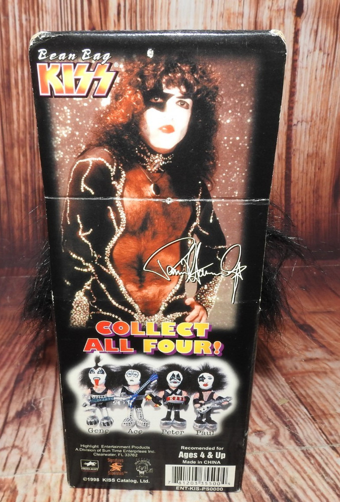Set of 3 1998 Kiss Bean Bag Dolls, Gene Simmons, Ace Frehley, Paul Stanley