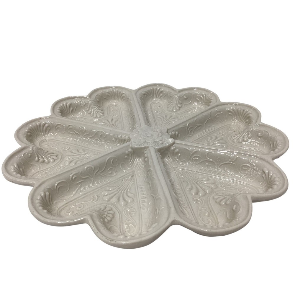 Ceramic Deviled Egg Platter 12 Slot Cream