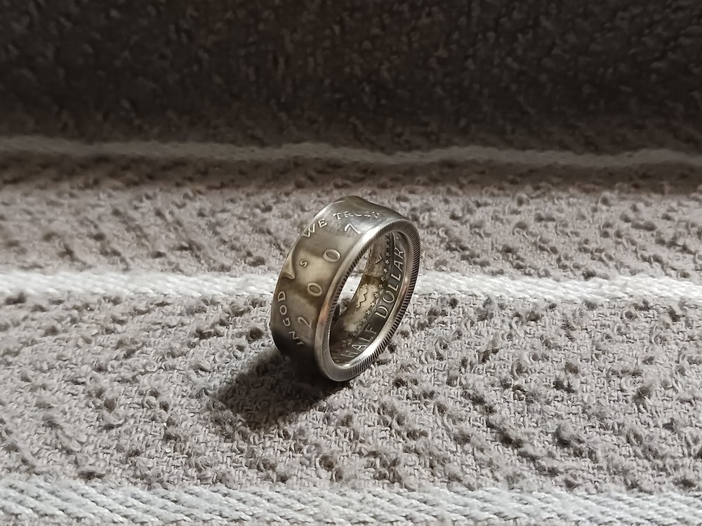 2007 90%  Silver Kennedy Half Dollars   size 9  coin ring  handmade