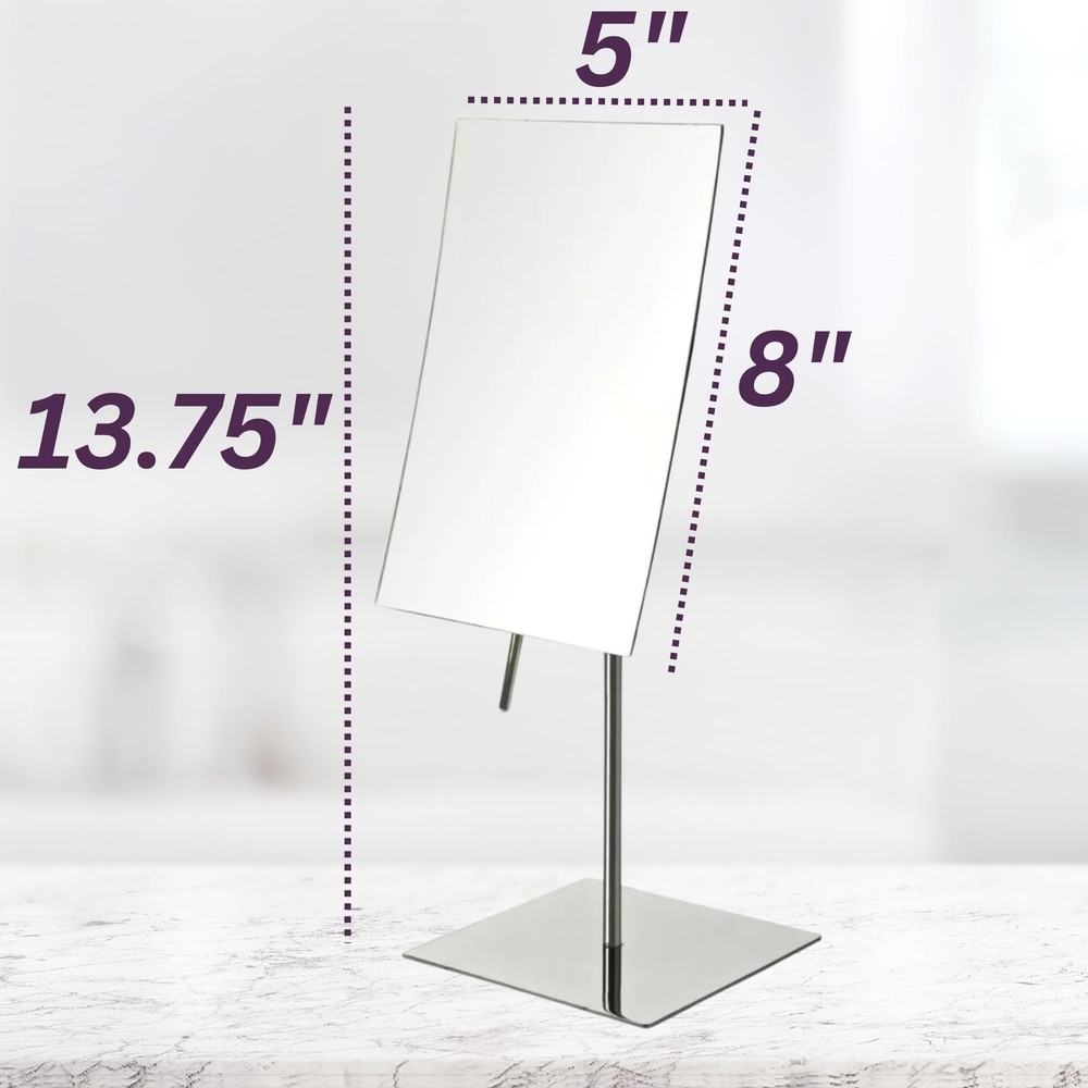 JERDON Rectangular Tabletop Makeup Mirror - Makeup Mirror with 3X Magnificati...