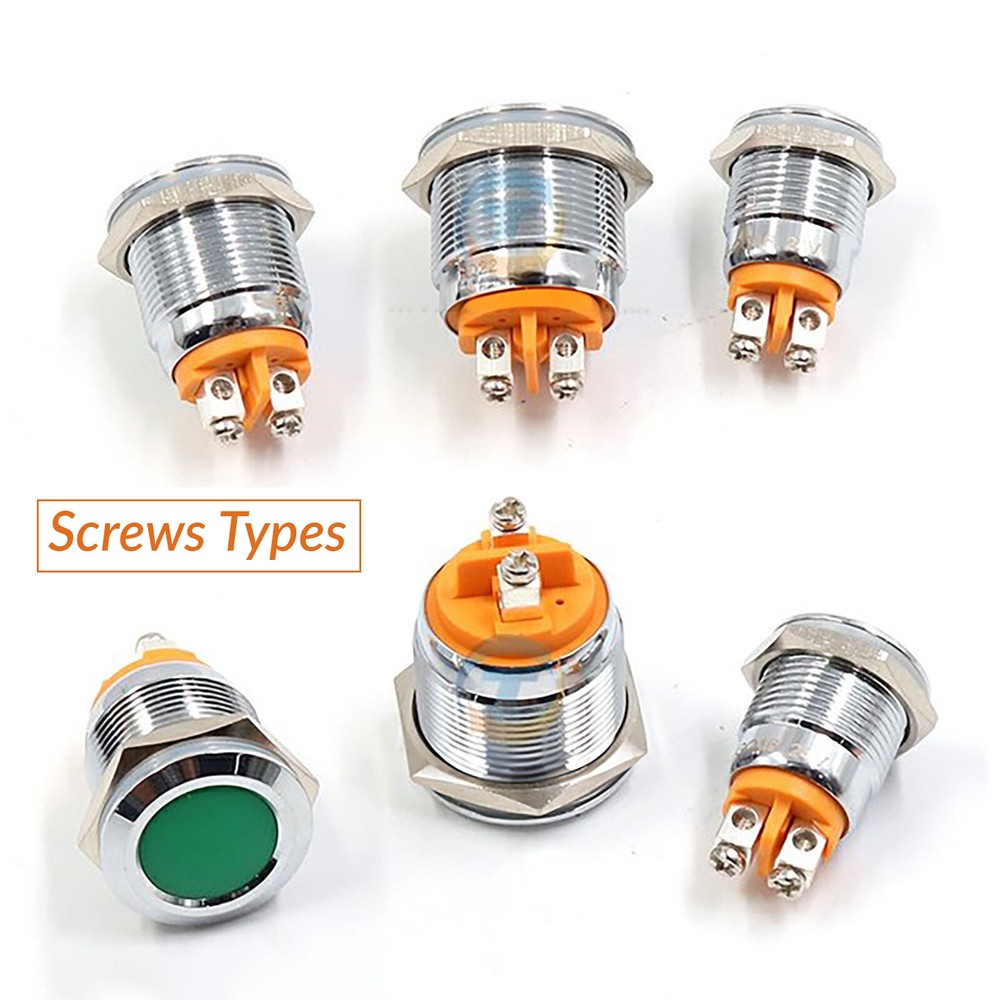 8mm-22mm Waterproof LED Indicator Warning Signal Light Thread Metal Panel Mount