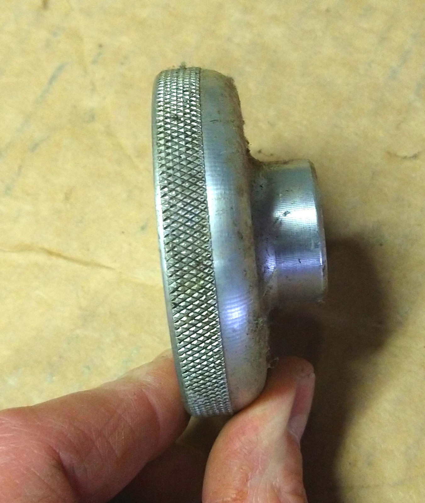 Vintage 3 Inch Diameter Round 1in Bore hole machine handle Aluminum hand wheel