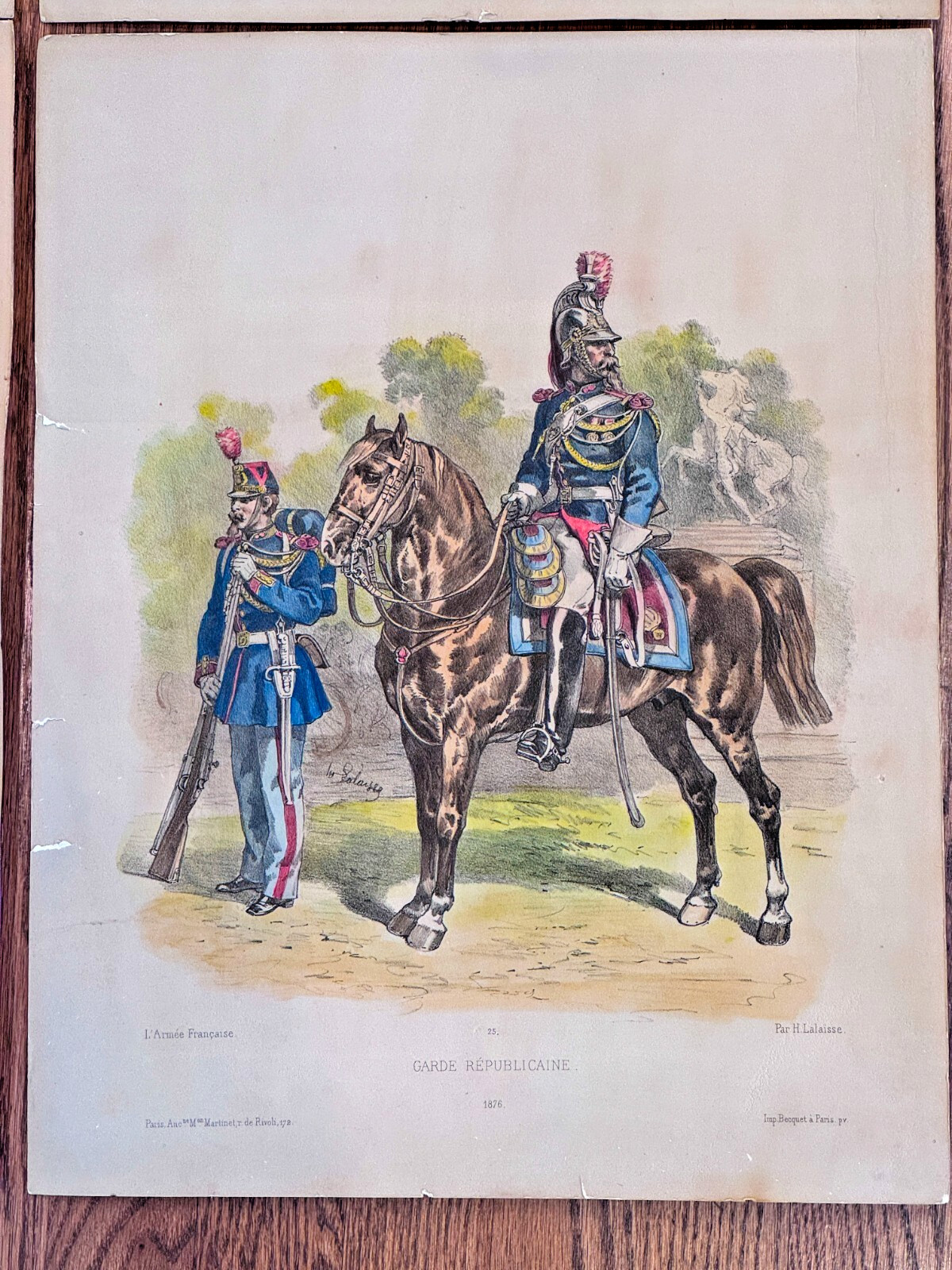 4 Hand Colored Lithographs France Soldier Napoleon Waterloo Battle War