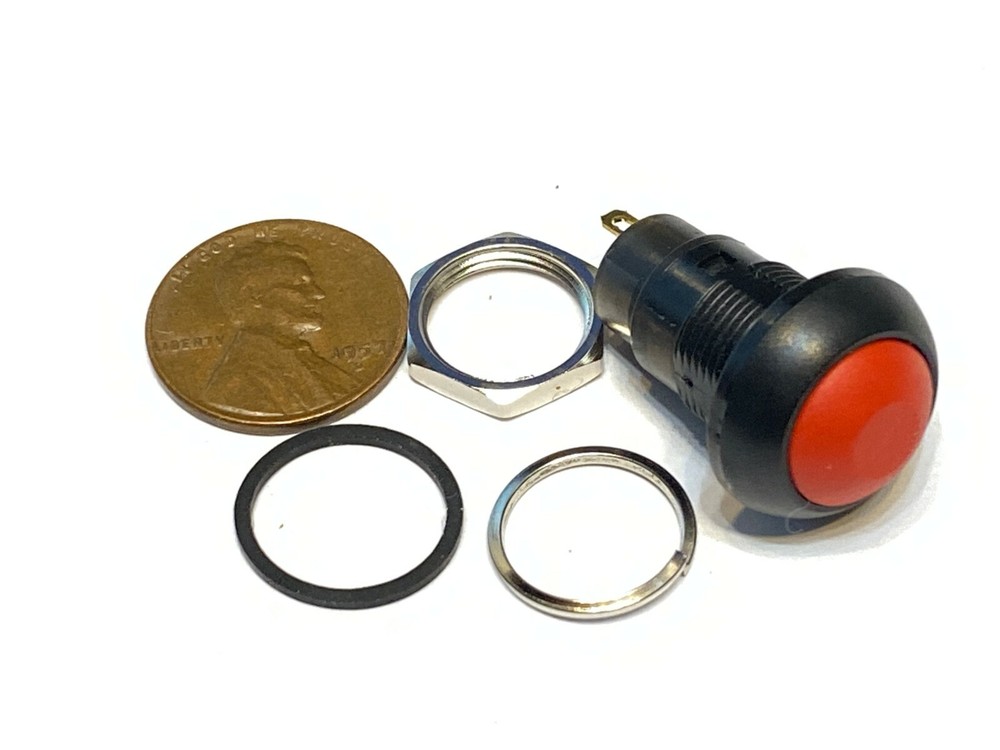 2 Pieces RED Latching PUSH BUTTON SWITCH DC 6A 12mm normally open on/off A35