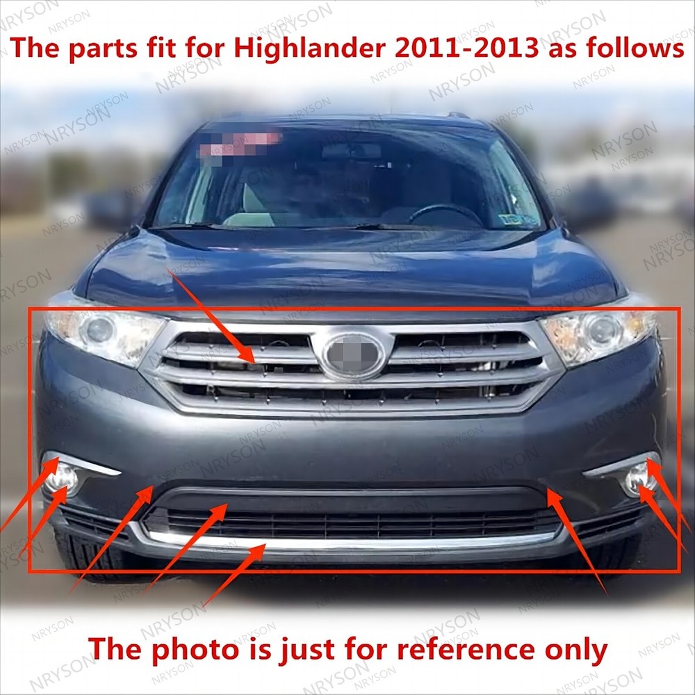 11PC For Highlander 2011-2013 Upper Lower Grill Fog lamp Bumper Retainer Bracket