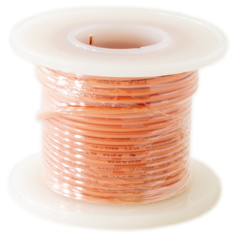 Hook Up Wire 22 Gauge Solid (25' / Orange)