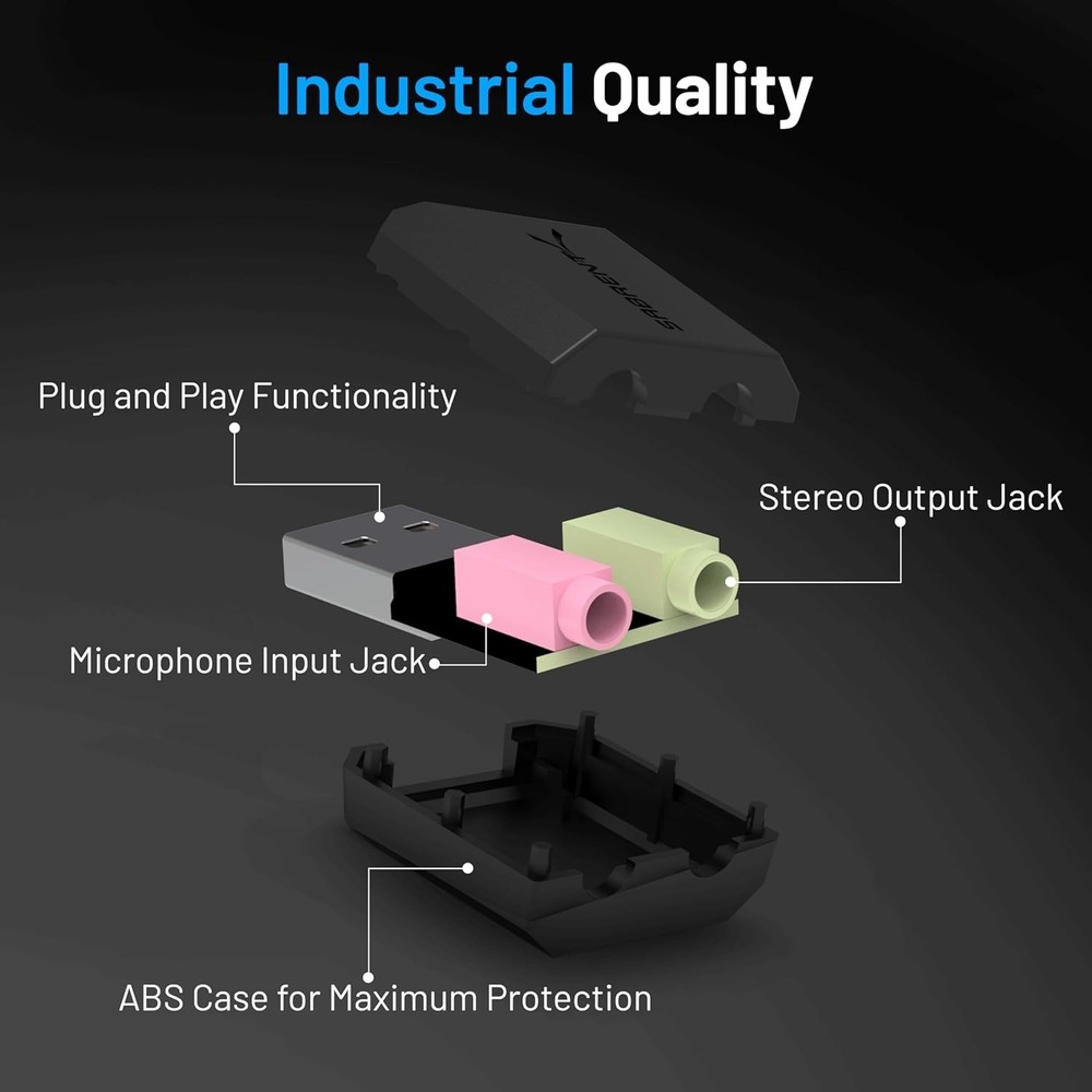 USB External Stereo Sound Adapter - Plug and Play for Windows & Mac Users