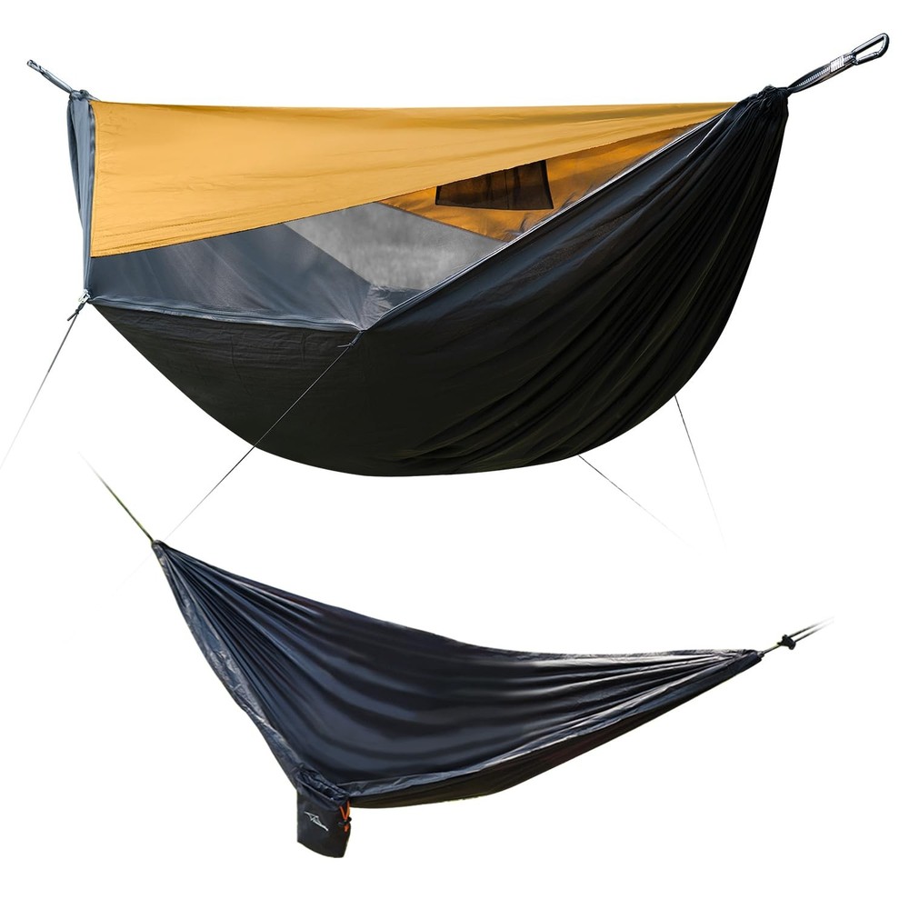 Camping Hammock with Sunshade and Compact Storage Organizer, Waterproof...