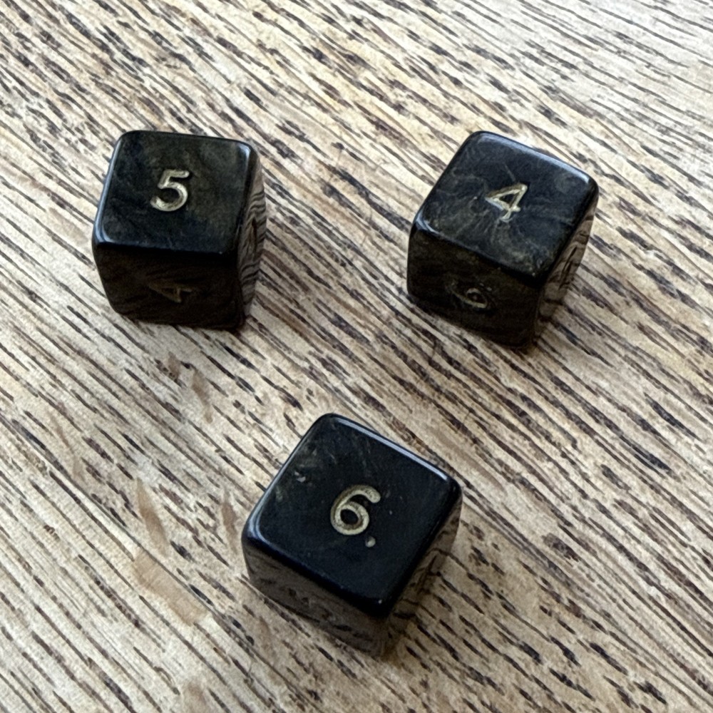 Crystal Caste Ancient / Goldmist - Black - Complete 7 dice Set + 2 Extra D6