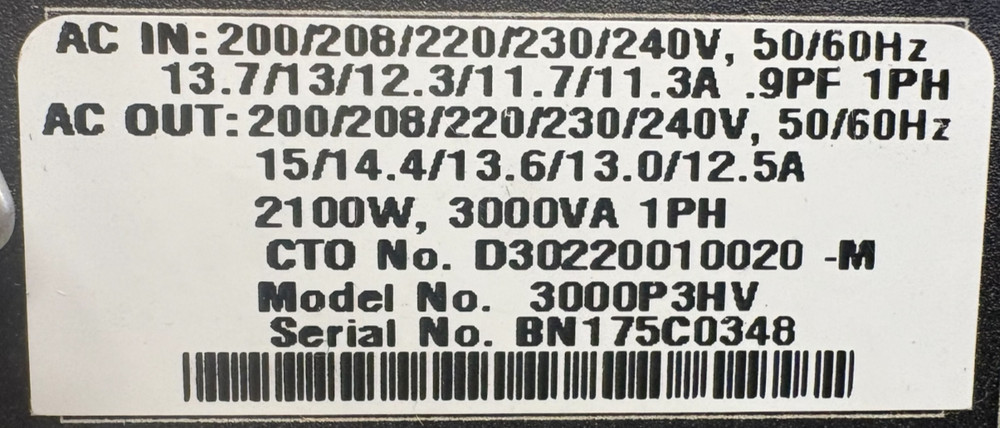 PowerWare Prestige EXT 3000P3HV Power Supply