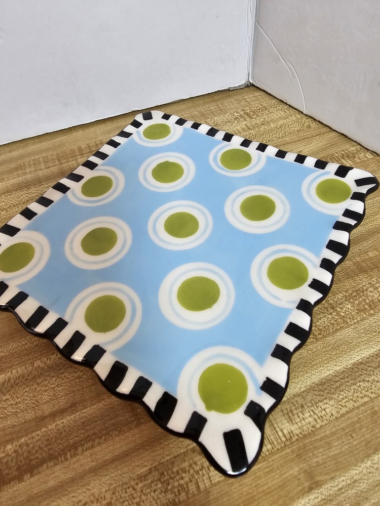 Mudpie Ceramic Square Footed Small 8" Square Plate