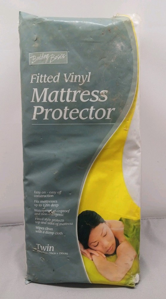 Vintage Vinyl Bedding Basics Twin Mattress Protector NOS