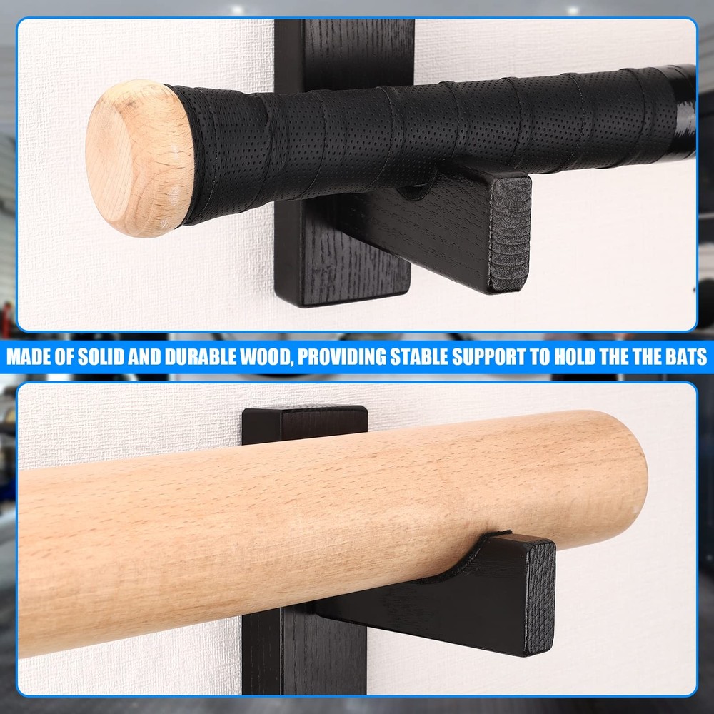 TOBWOLF 2PCS Double Deck Baseball Bat Display Wall Mount Rack, Horizontal Hanger